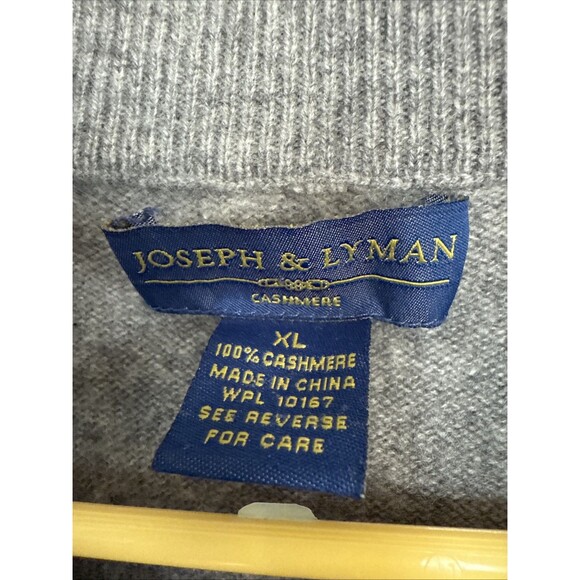 Joseph Lyman 100% Cashmere Gray Heather 1/4 Zip Sweater Men's XL Academia Preppy - Picture 3 of 6